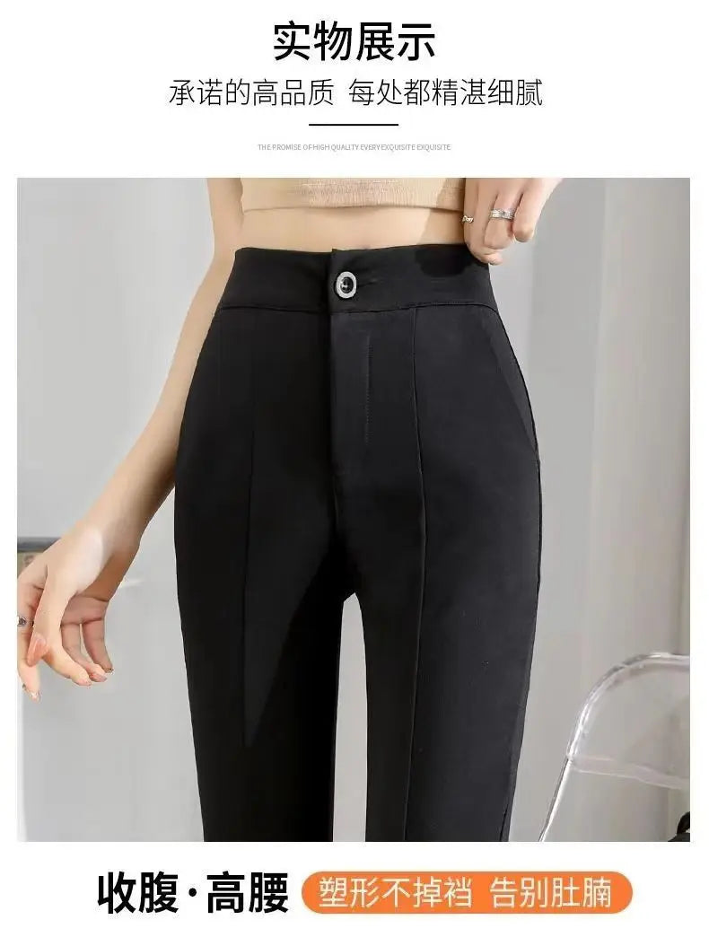 New Women Clothing Korean Fashion Split High Waist Elegant Flare Pants Female Harajuku Black Slim Trousers Y2K Casual Pantalones