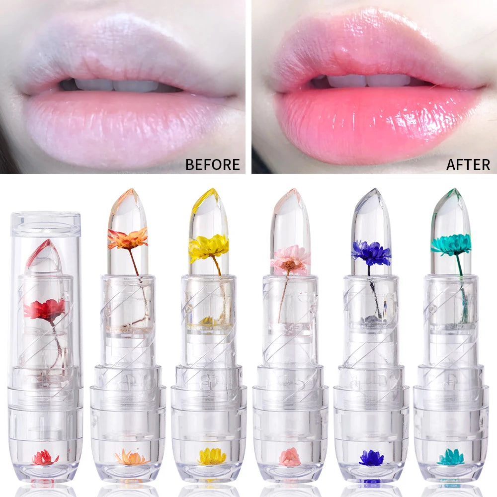 Moisturizing Flower Lipstick Waterproof Temperature Color Change Jelly Crystal Transparent Magic Lip Blam Repair Lips Cosmetics - Seprincess