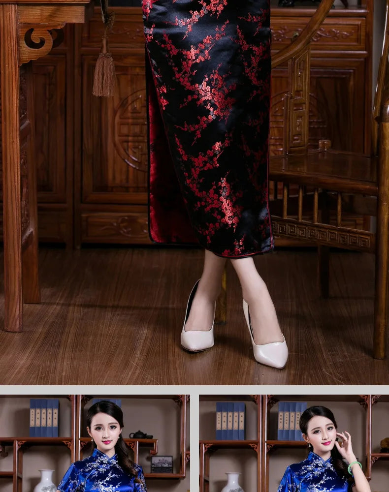 S-6Xl Plus Size Cheongsam Women Elegant Qipao Tradition Chinese Style Dresses Dragon Jacquard Cheongsams Sexy Long Vestidos - Seprincess