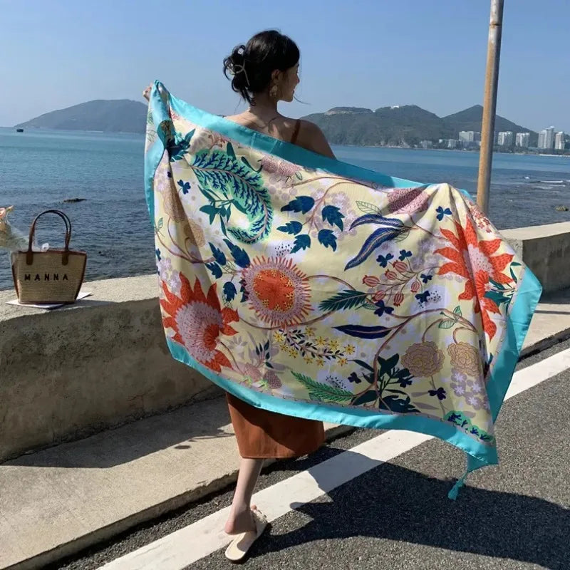 90x180cm Bikini Bathing Swimwear Cover Up Sarong Wrap Scarf Twill Cotton Pareo Beach Cover-Ups Women Large Beach Dress - Seprincess