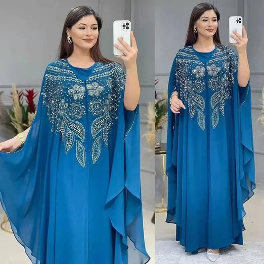 Abayas for Women Dubai Luxury 2022 Chiffon Boubou Muslim Modest Dress Caftan Marocain Wedding Party Occasions Djellaba Femme - Seprincess