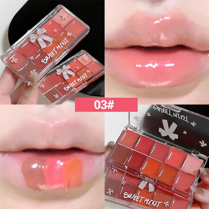 10 Color Lipstick Color Matching Lip Jelly Plate Naturally Moisturizes And Not Easy Stick The Glass Mirror Mouth Red Lip Glaze - Seprincess