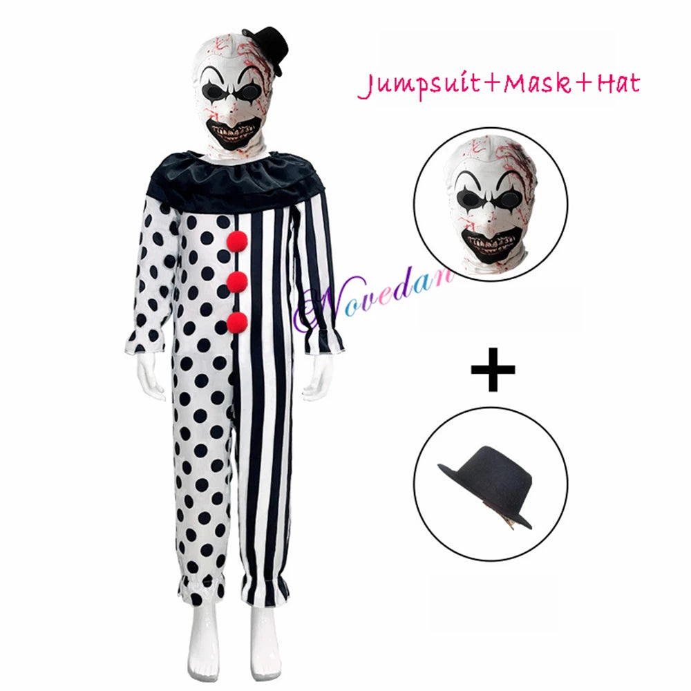 Terrifier Girl Costume Dress Skeleton Kid Cosplay Scary Horror Bodysuit Jumpsuit Art The Clown Joker Halloween Costume Mask Suit - Seprincess