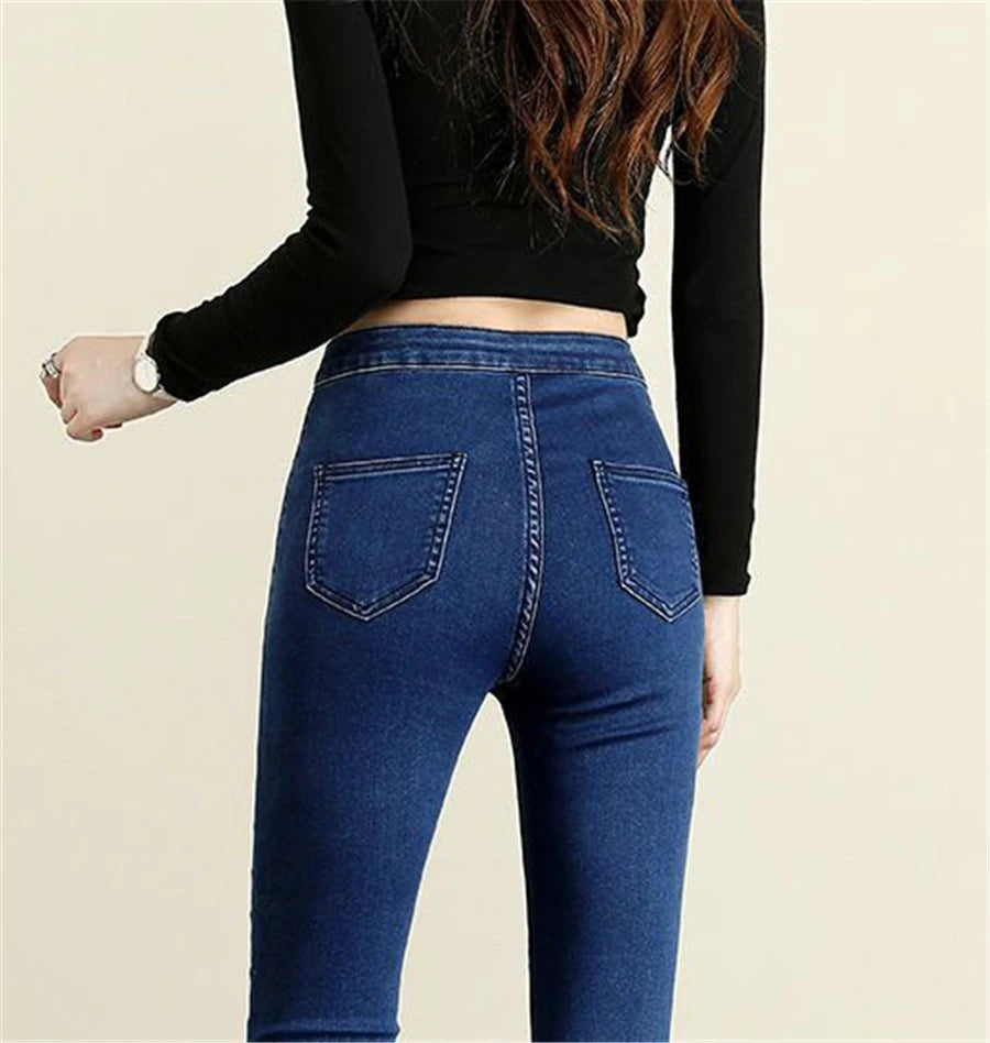 Skinny High Waist Jeans Casual Leggings Fashion Vaqueros 8XL Silm Pencil Strecth Denim Pants Large Size Spodnie Women Pantalon