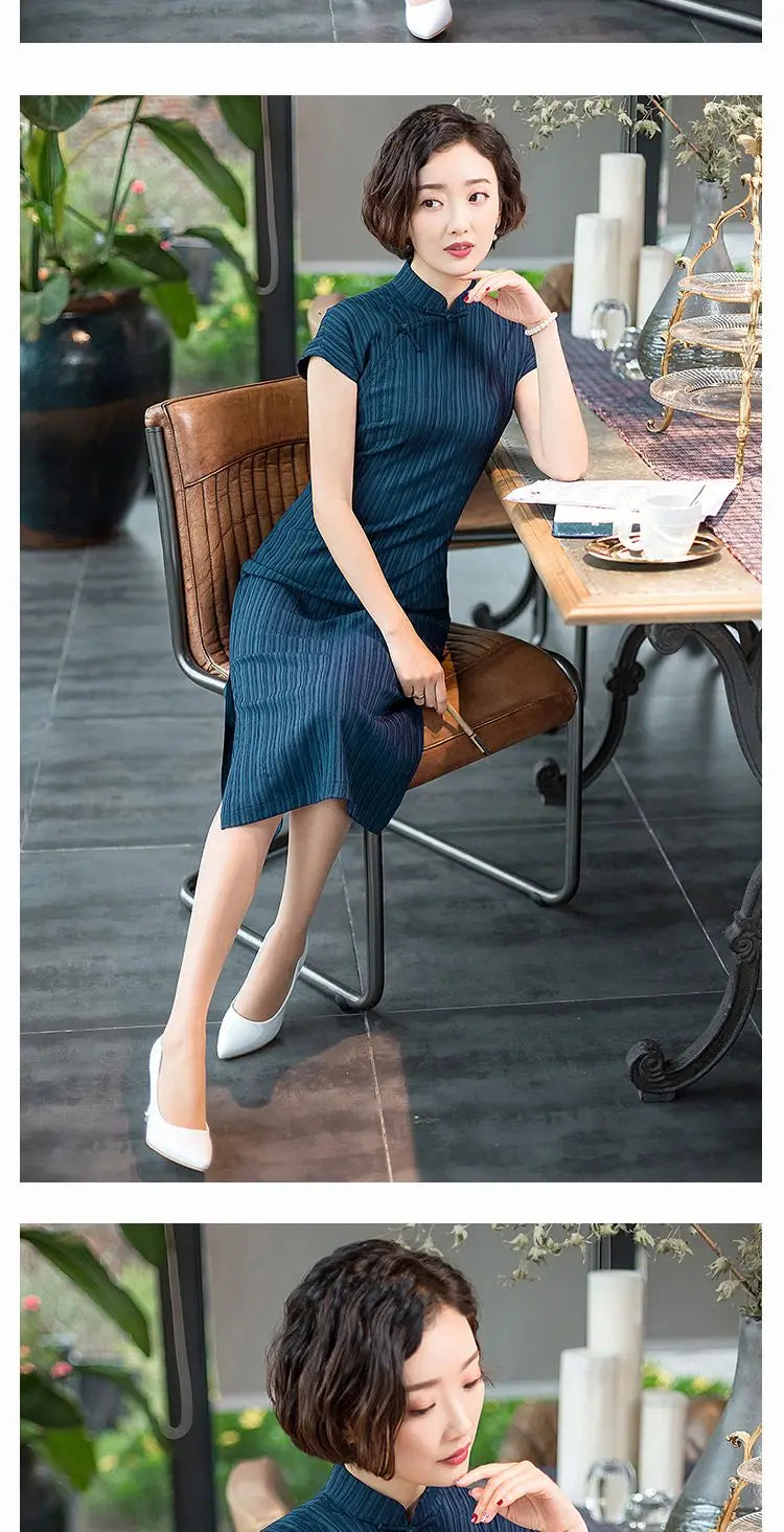 Qipao Modified Cheongsam Women's 2023 Summer Chinese Cheong Sam Retro Tang Style Short Sleeve Stand Collar Vintage Dress Woman - Seprincess