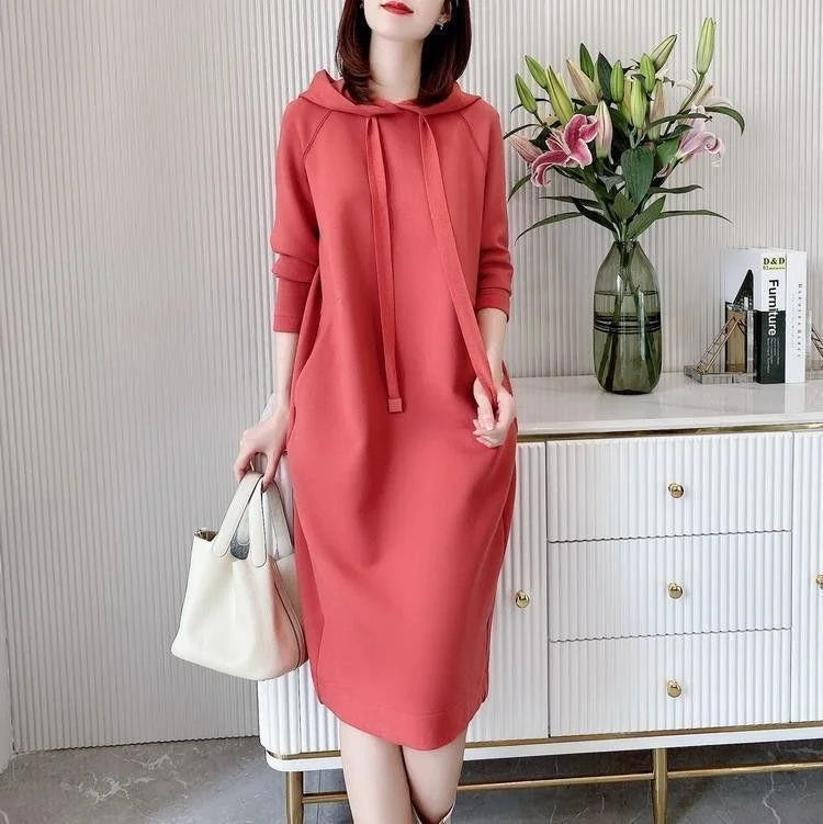 Women's Loose Casual Long Sleeve Hooded Dress Elegant Winter Party Warm Dresses For Women - Seprincess