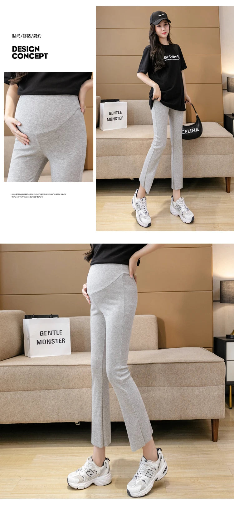 Spring Pregnant Woman Ankle-Length Pants Cotton Stretch Outside Wear Casual Maternity Boot Cut Thin Pregnancy Flare Trousers