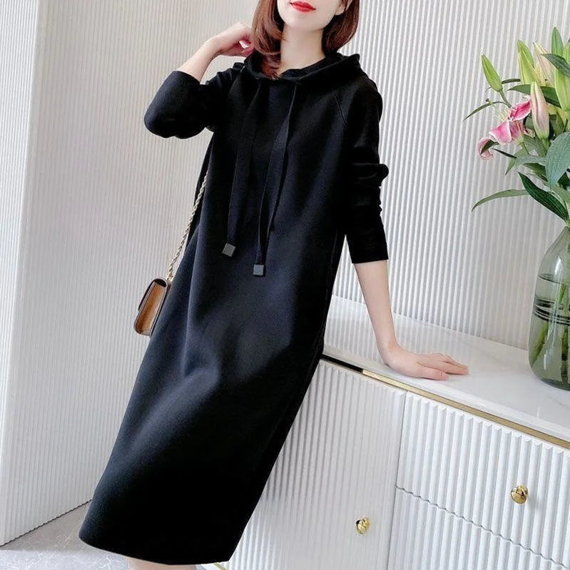 Women's Loose Casual Long Sleeve Hooded Dress Elegant Winter Party Warm Dresses For Women - Seprincess