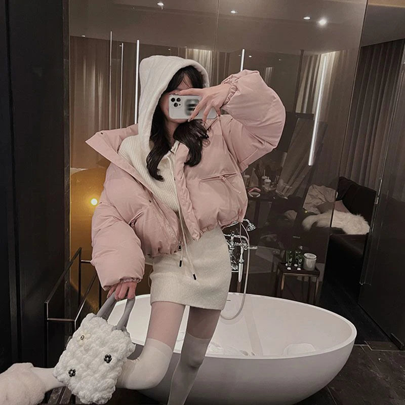 MEXZT Streetwear Knitted Mini Dress Women Hooded Sweater A Line Dresses Winter Korean Solid High Waist Slim Casual Vestidos New - Seprincess