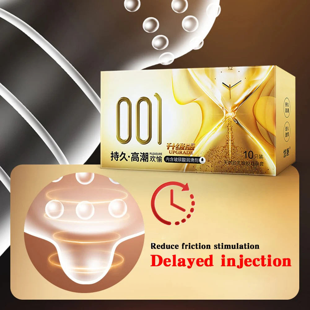 10pcs Natural Latex Condom Lubrication Delay Dot Sex Ultra Thin Particles Condom Contraception Supplies Adults Sex Toy 18+ - Seprincess