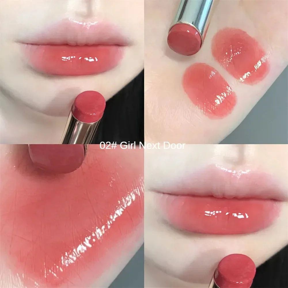 6 Colors Silky Glossy Lipstick Gege Bear Pump Lips Moisture Water Bomb Comfortable Ultra Sheen Non-Stick Cup Lip Balm - Seprincess