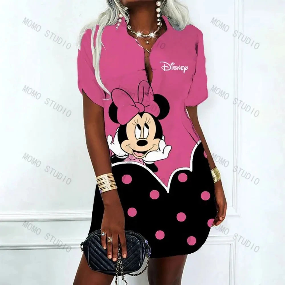 New in Bodycon Dress Polo Shirts Disney Summer Dresses Woman 2024 Offer Elegant Casual Women's Dresses Mickey Minnie Mouse Y2k - Seprincess