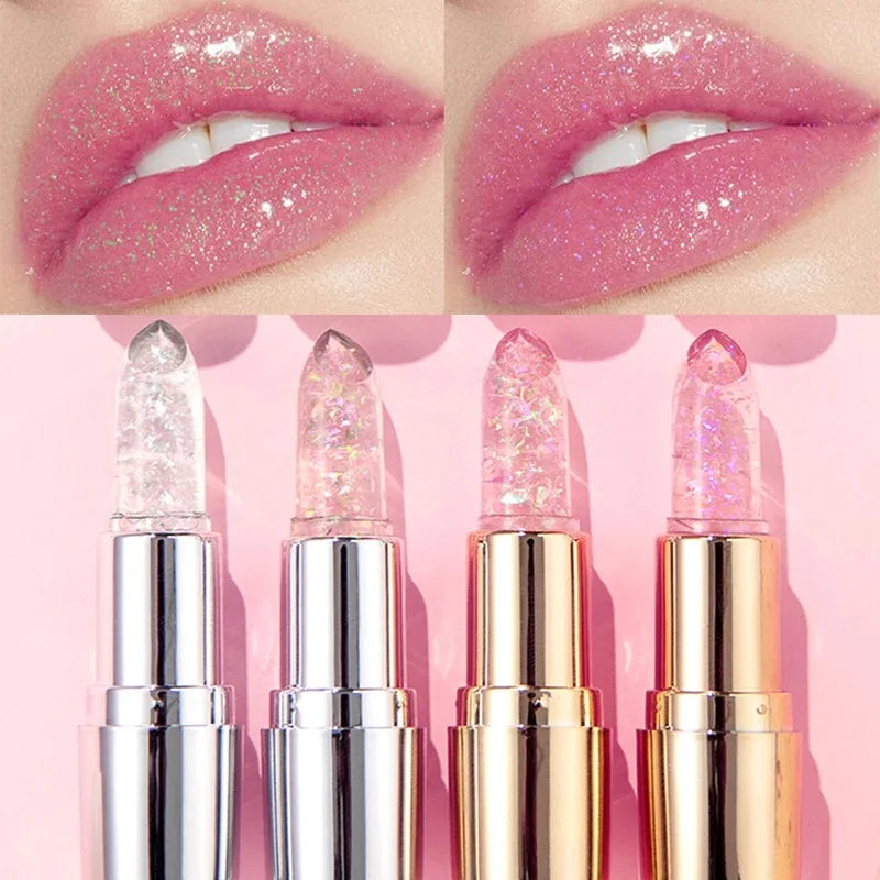 QIBEST Moisturizing Jelly Glitter Colored Lip Balm Temperature Color Changing Magic Lipstick Shiny Mirror Diamond Lip Gloss Tint - Seprincess