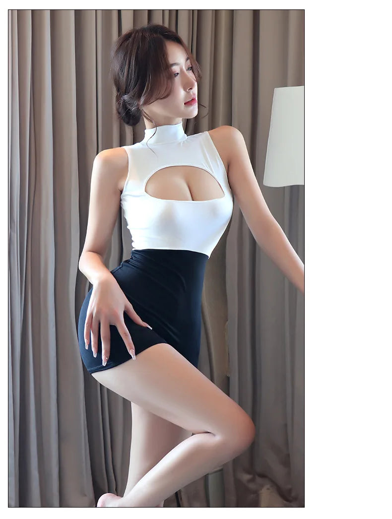 Dress Secretary uniform one-piece passionate and pure desire short skirt dress on promotion Summer clothes nightclub hot girl - Seprincess