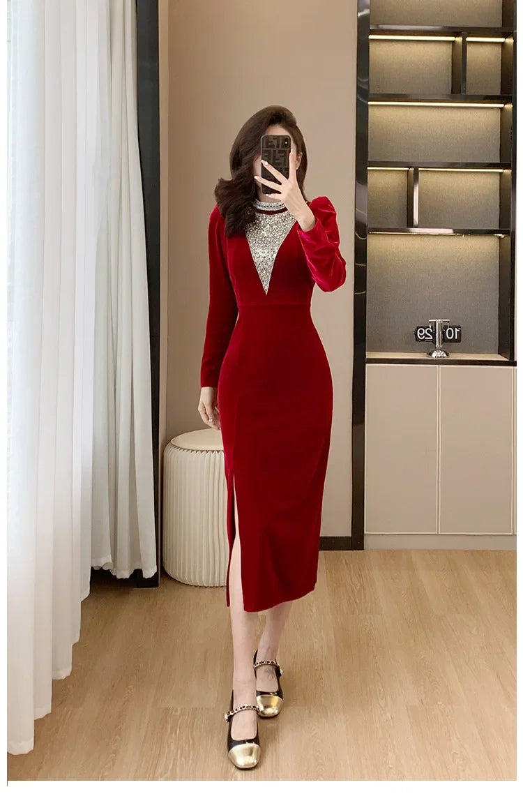 2024 Real-time Banquet Design Sensibility Heavy Embroidery Dress Yearly Hostess Warrior Gown New Year Dress