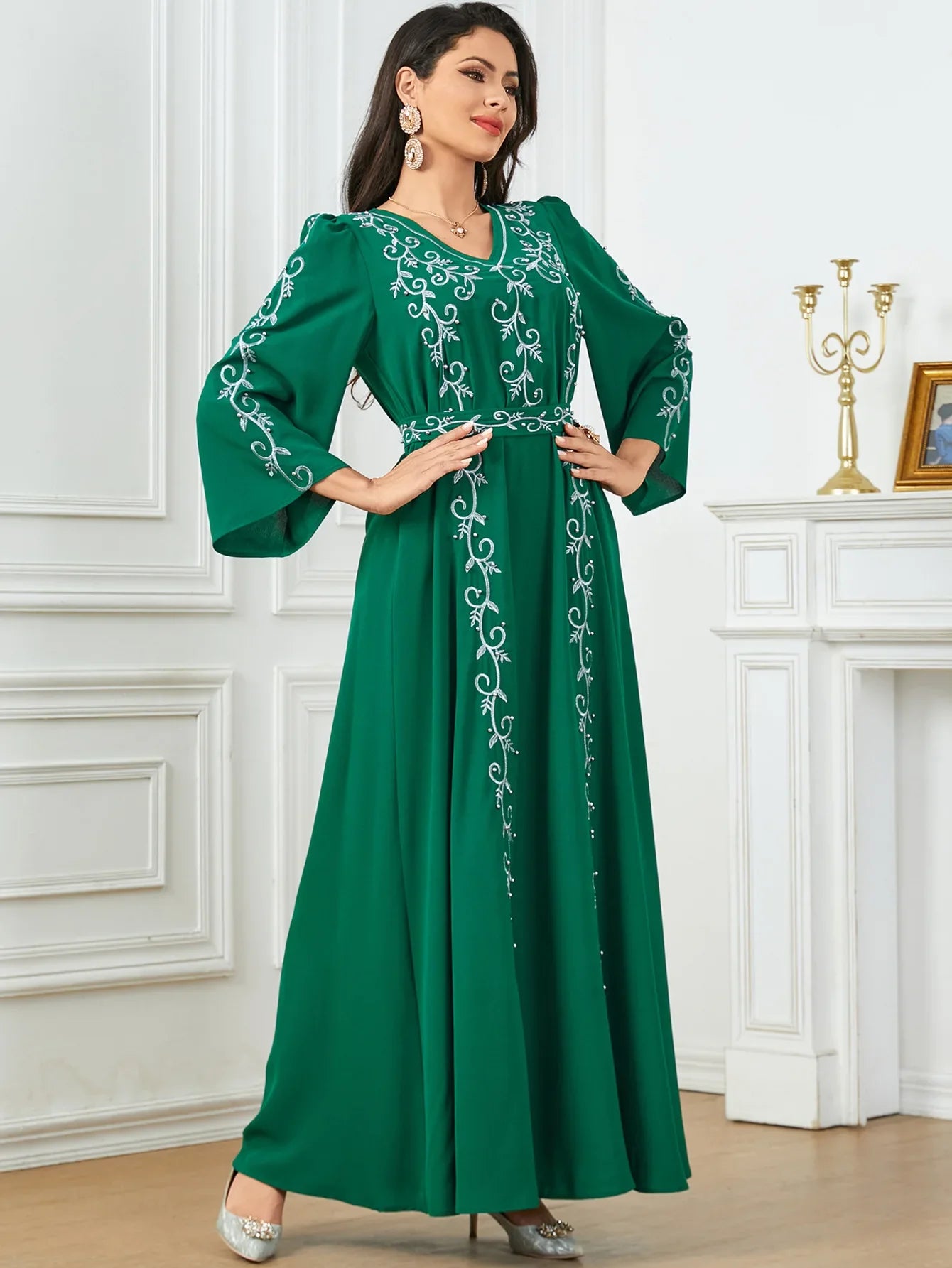 Eid Mubarak Party Muslim Women Embroidery Abayas Dress Turkey Dubai Kaftan Robe Morocco Jalabiya Islam Clothing Arab Vestidos - Seprincess