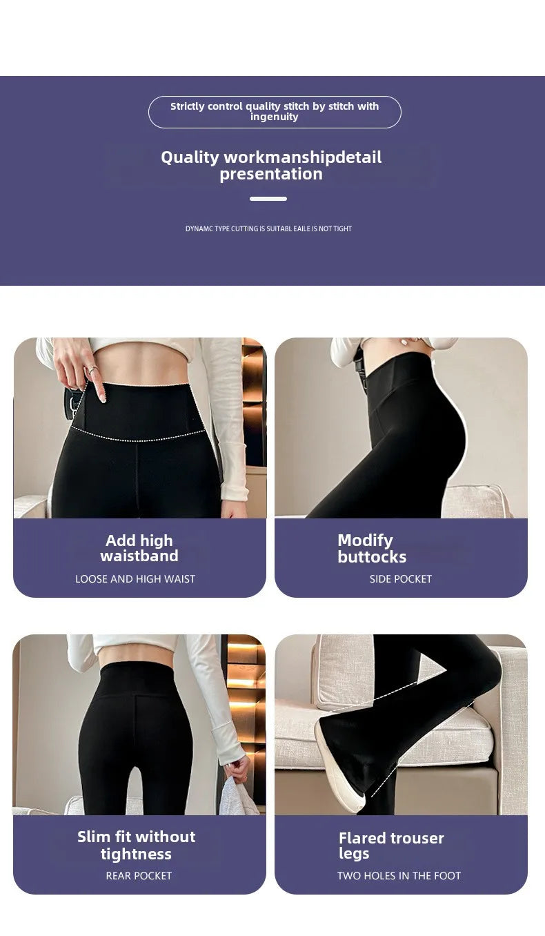 2025 New Women's Flare Leggings High Waist Wide Leg Yoga Pants Slim Seamless Fitness Workout Tights Gym Sports Trousers Clothing