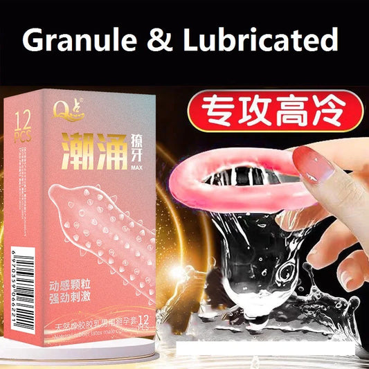 Large Lubricate Condoms Extra Tendrils Contraception Supplies Sex Toys 12PCS High Erotic Sex Goods Penis Cock Sleeves for Adults - Seprincess