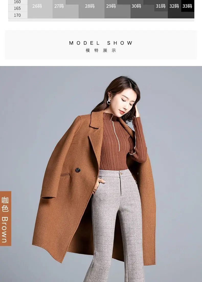 Office Lady Fashion Thicken Wool Flare Pants Autumn Winter New Korean Slim High Waist Wide Leg Women Solid Casual Suits Trousers