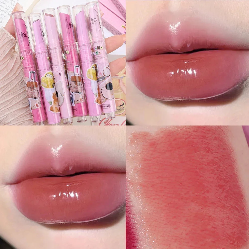 Jelly Pink Lipsticks Pen Moisturizing Lasting Mirror Water Light Solid Lip Gloss Glass Clear Lip Glaze Makeup Korean Cosmetics - Seprincess