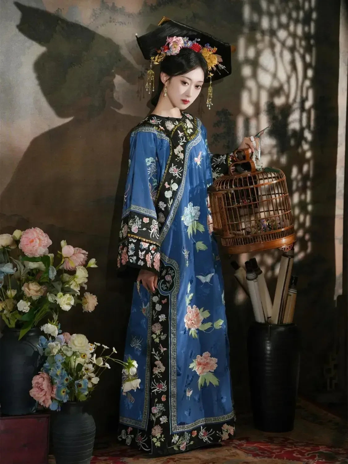 4 Colors Autumn Late Qing Dynasty Clothing Qipao Chinese Traditional Dress for Women Hanfu Exquisite Embroidered Long Cheongsam - Seprincess