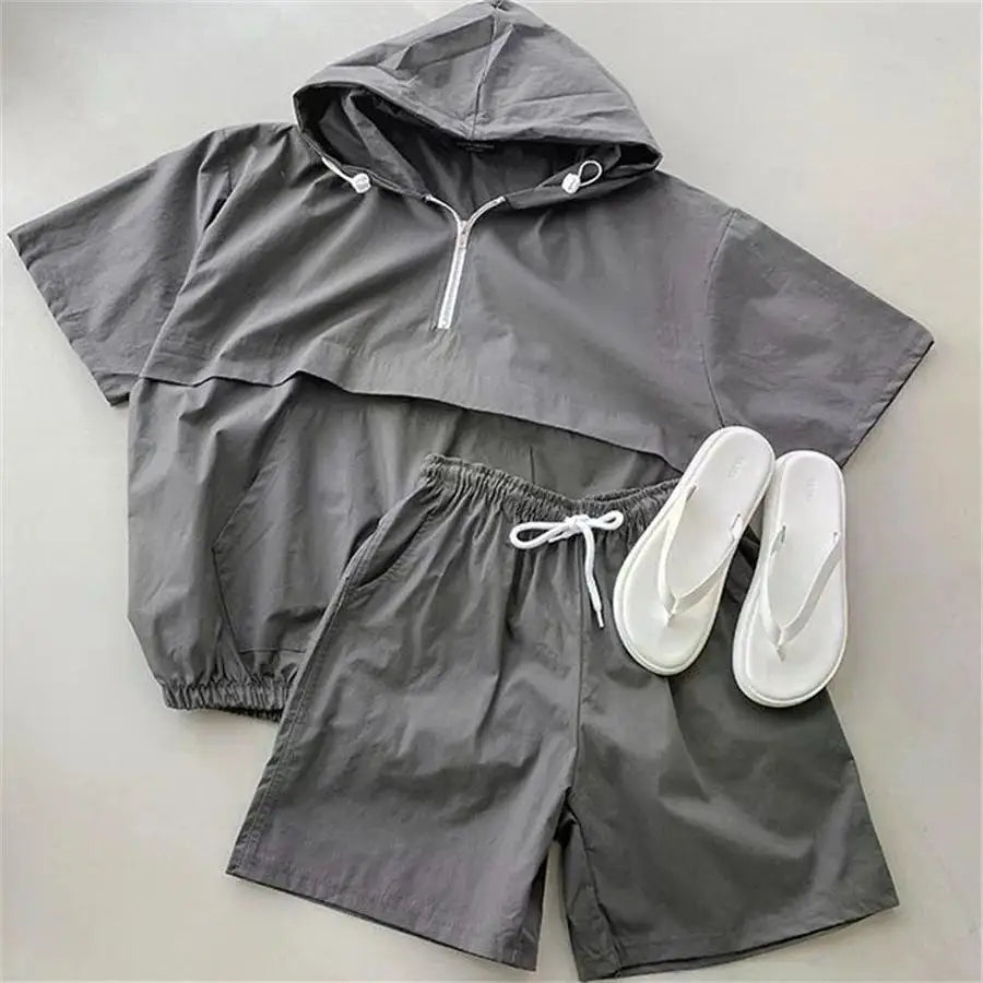 Sets for Women 2 Pieces Sweat Suit Summer Shorts T-shirt Hooded Loose Sports Tracksuit  Training Bottom Suit Korean Style 2024 - Seprincess