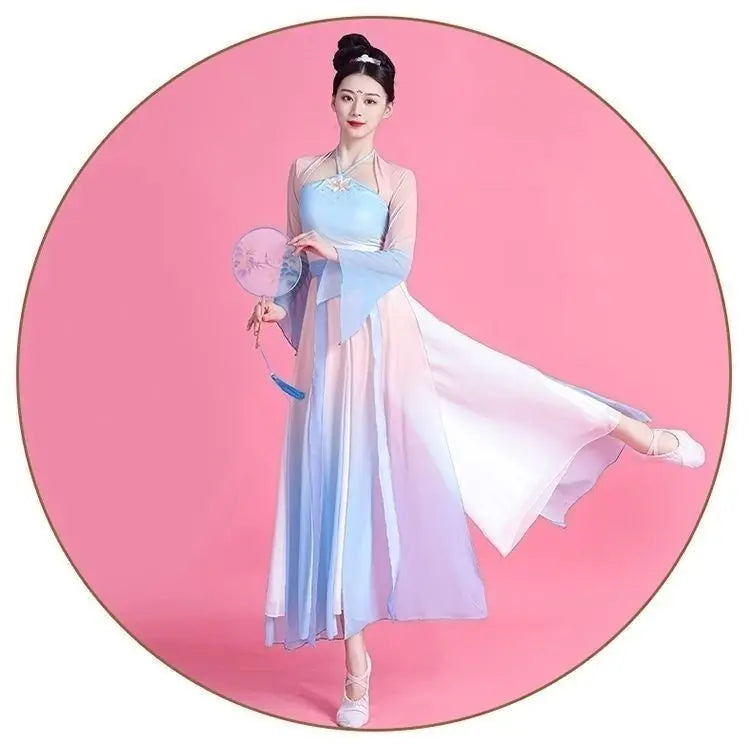 Chinese Classical Dance Costume Wanjiang Chinese Ancient Dance Practice Flowing Charm Hanfu Dance Performance Costume Women - Seprincess