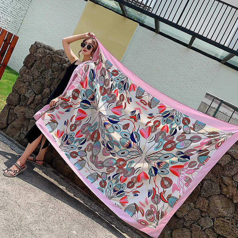 140x180cm Celebrity With The Same Cover-Ups Women Large Beach Dress Bikini Bathing Swimwear Sunburn Protection Sarong Wrap Scarf - Seprincess