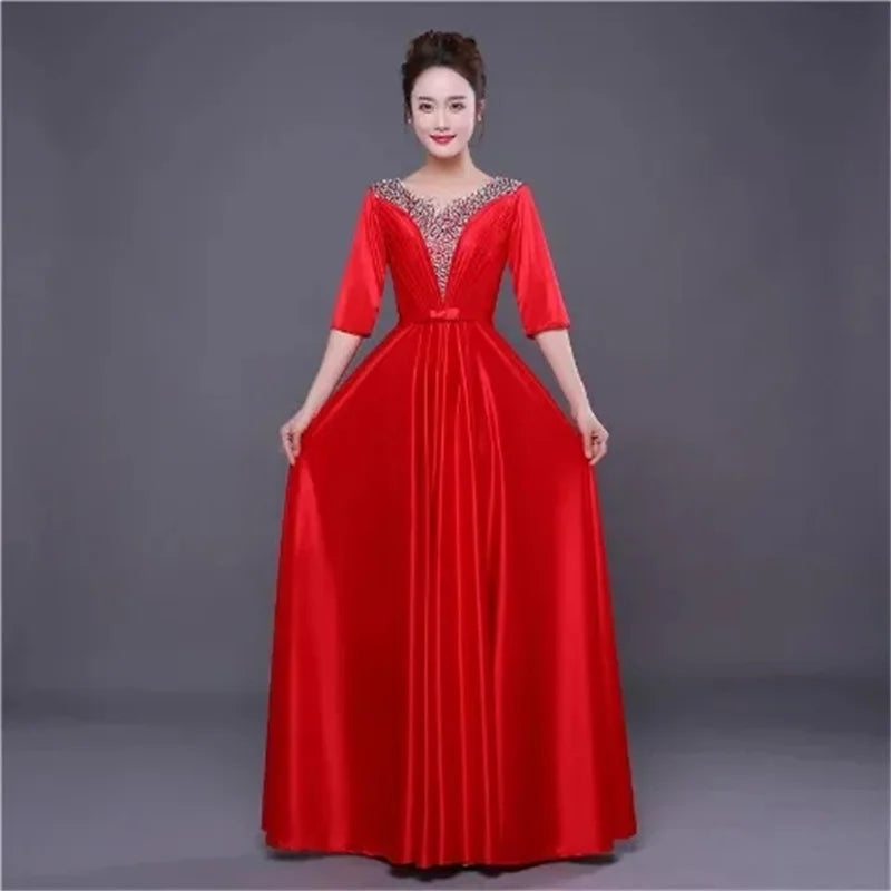 Elegant Elegant Choir Performance Dress Female Long High School Student Modern Fashion New Host Dress Female Evening Dress Femal - Seprincess