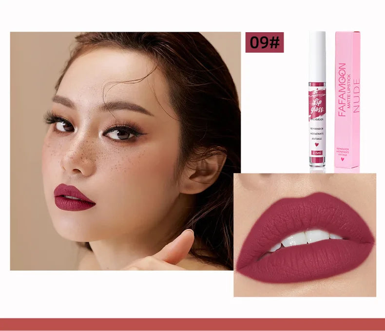 12 Color Sexy Long Lasting Velvet Matte Lip Gloss Liquid Lipstick Lip Makeup Women Beauty Red Nonstick Cup Waterproof Lip Gloss - Seprincess