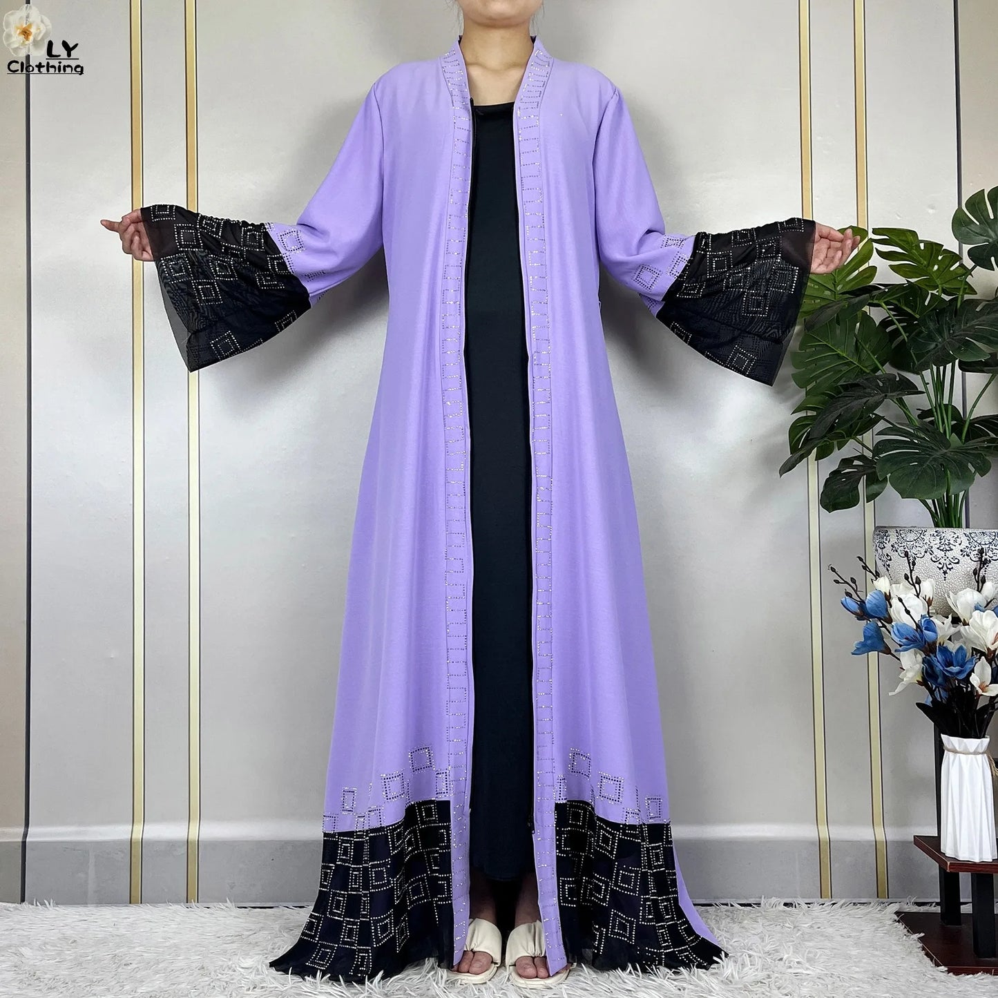 2024 For Women Elegant Dresses Dubai Party Outfits Long Sleeved Chiffon Dashiki Muslim Women Robe Open African Abaya Clothing