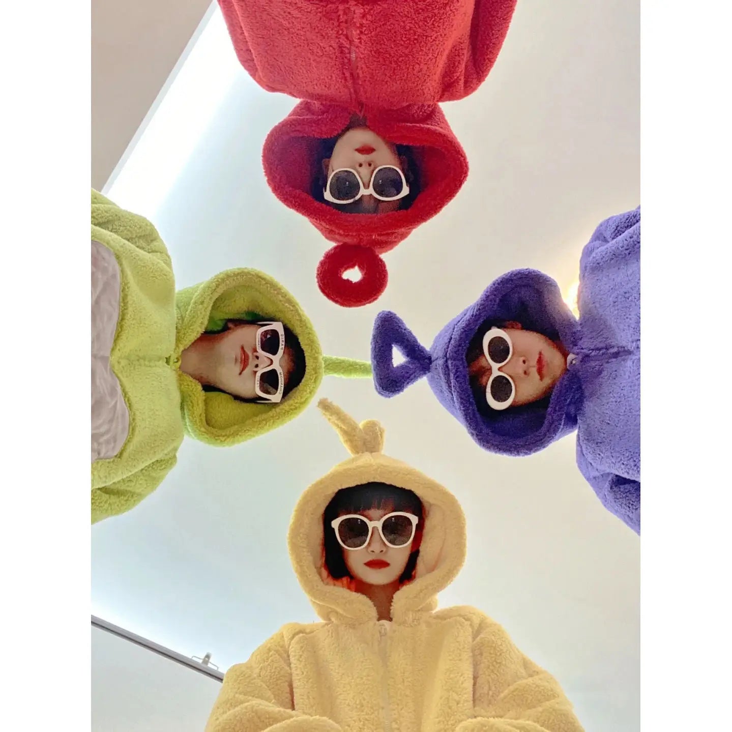 Kawaii Teletubbies Po Laa-Laa Dipsy Tinky Winky Women's Onesies Winter Girls Funny Coral Fleece Hooded Pajamas Home Clothes - Seprincess