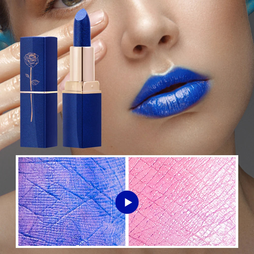 Blue Rose Lipstick Makeup Temperature Color Changing Lipstick Velvet Matte Moisturizing Waterproof Non-stick Cup Shiny Lipstick - Seprincess