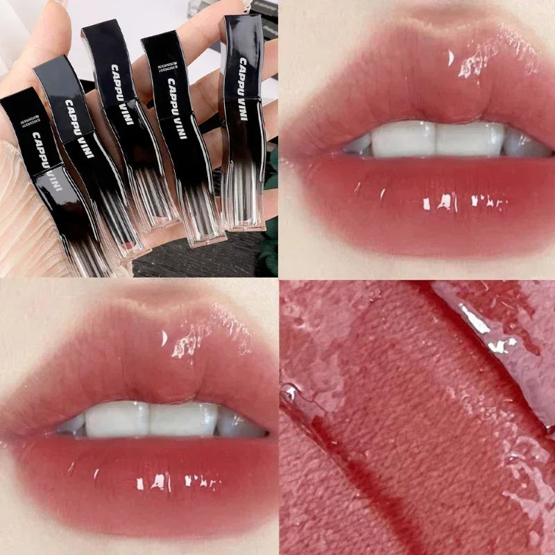 New Jelly Mirror Black Tube Lipstick Long Lasting Non-stick Cup Moisturize Water Light Lip Gloss Korean Lips Makeup Cosmetic 1pc - Seprincess