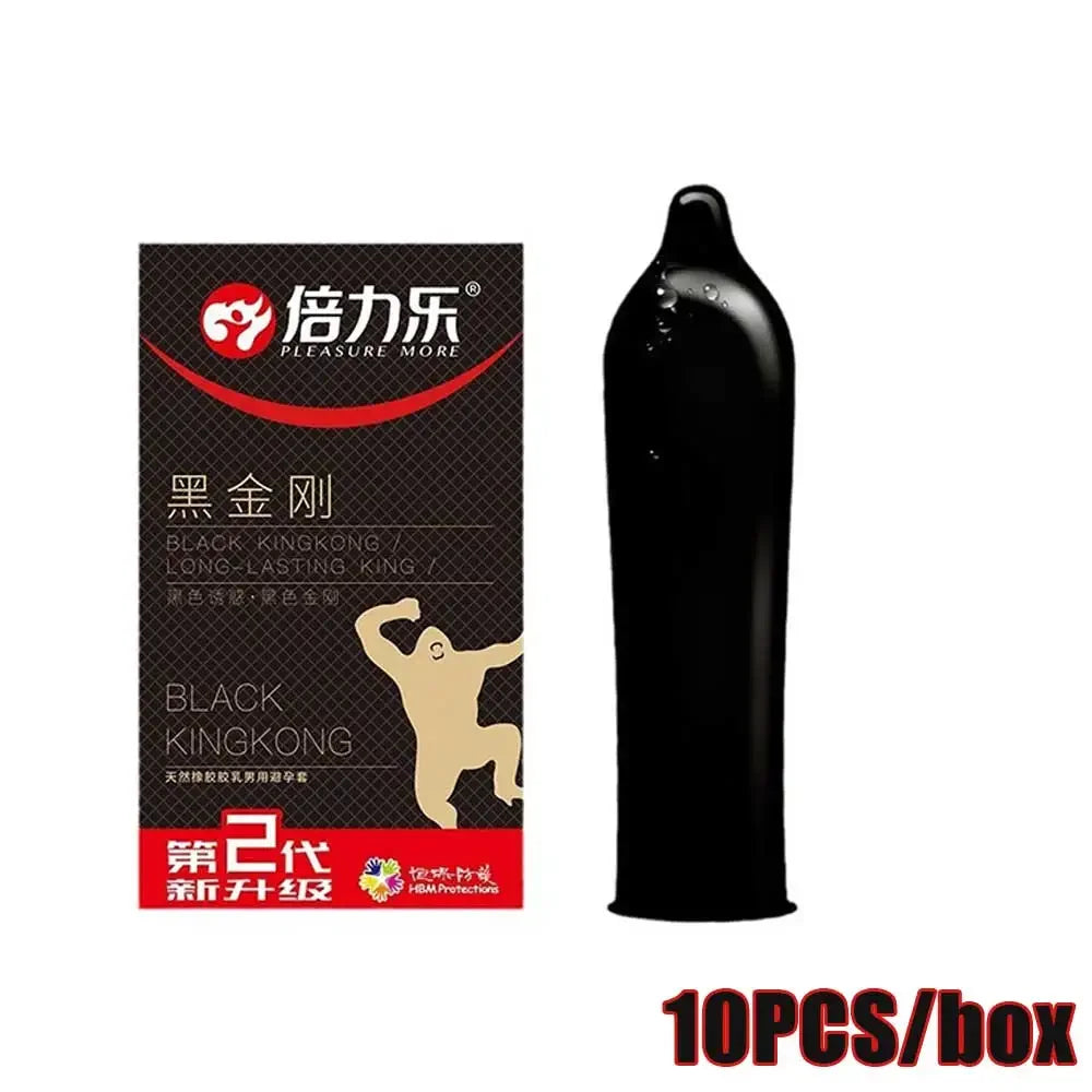 10PCs Black Condom Sex Toys for Men Man Penis Sleeve Ejaculation Delay Lasting Erotic Adult Long Lasting Body Condoms - Seprincess