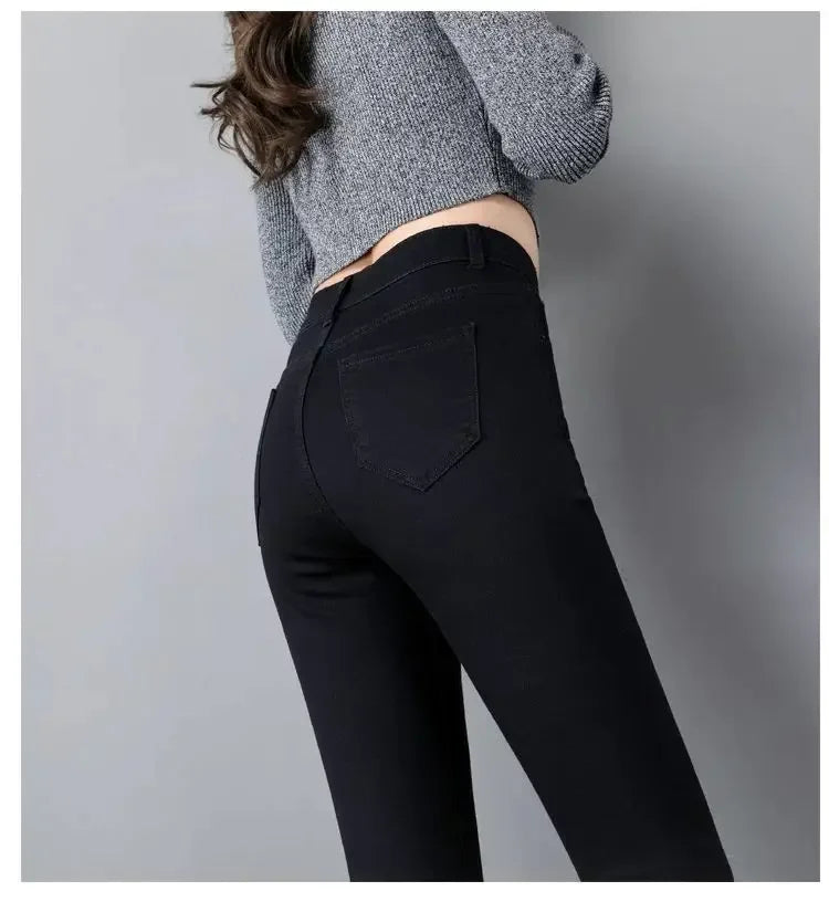 Woman Jeans Pants Black High Waist Autumn Stretch Skinny Tappered Pants Long Pants Pantalones Vaqueros Mujer