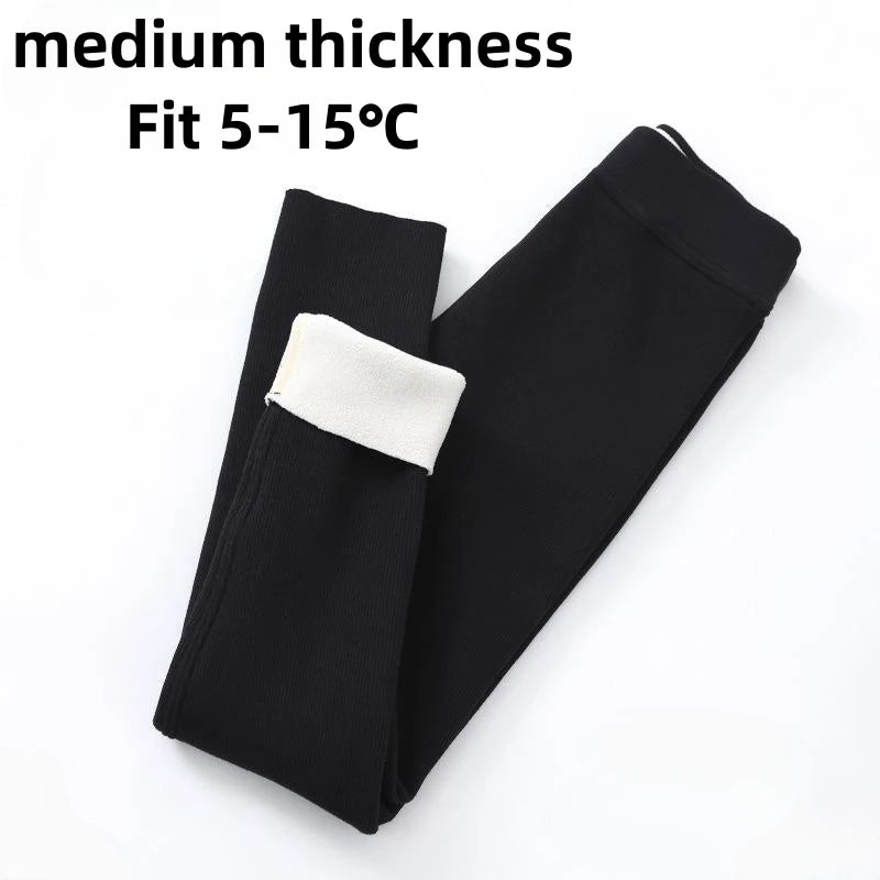 Ribbed Autumn Winter Girls Leggings Cotton Trousers Kids Pants Warm Fleece Pant Elastic Black Gray Solid Children Leggings