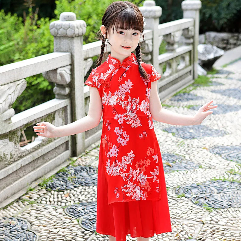 1pcs/lot chinese style children Girl Traditional Cheongsam Hanfu Dress Kids Princess Costume - Seprincess