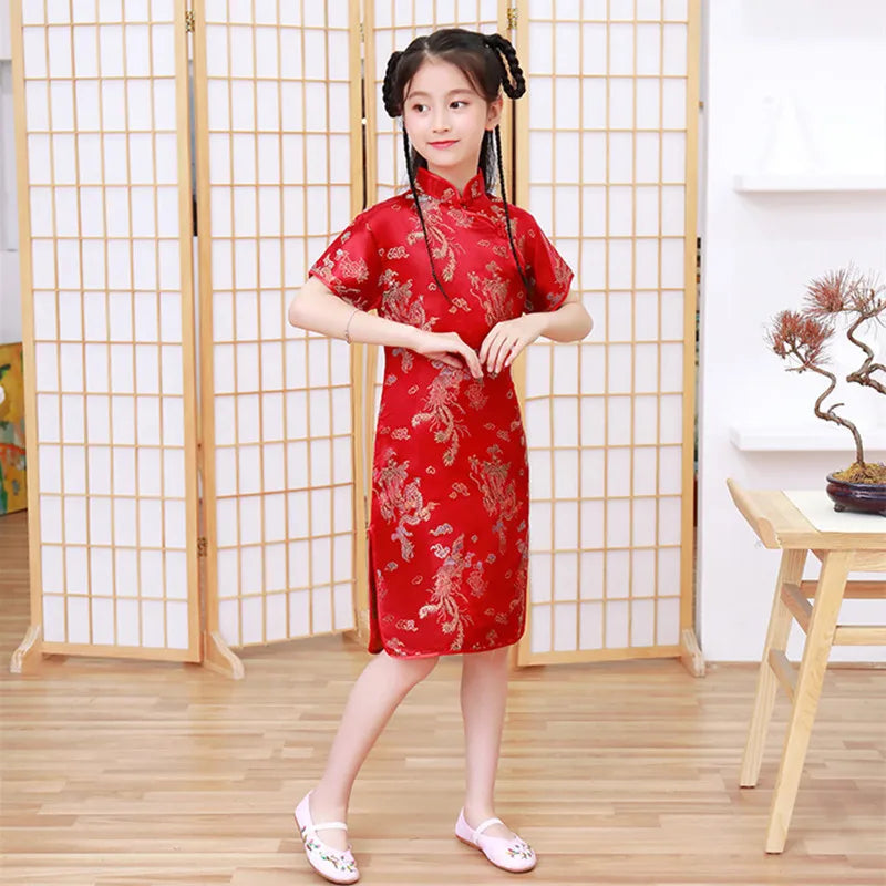 Qipao For Girl 2023 Children Cheongsam Chinese Traditional Dress Kid Dresses Elegant Party Baby Girl Chinese Dress Hanfu - Seprincess