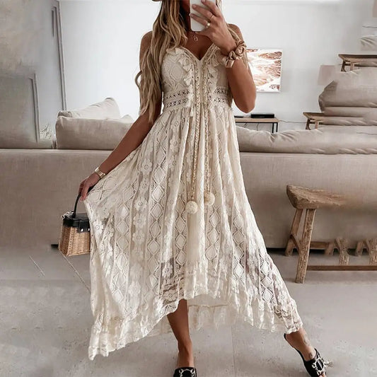 Camis Dress for Women 2023 Vestido Evening Dress Korean Vintage Summer Elegant Beach Bohemian Long Dresses for Female Clothing - Seprincess