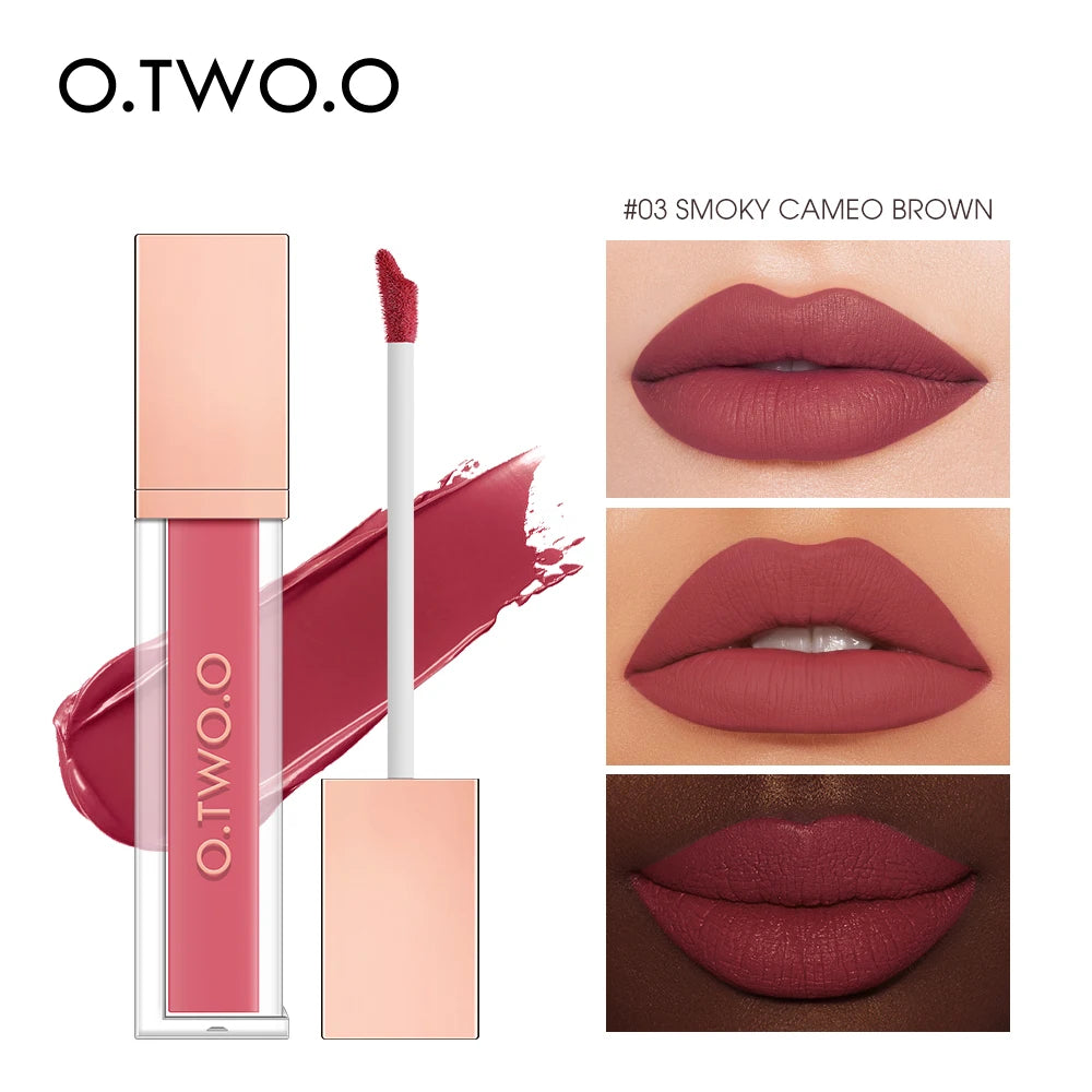 O.TWO.O 12 Color Liquid Lipstick Matte Finish Sexy Silky Lip Gloss Waterproof Kiss-proof Lasting Lip Glaze Lip Tint Cosmetics - Seprincess