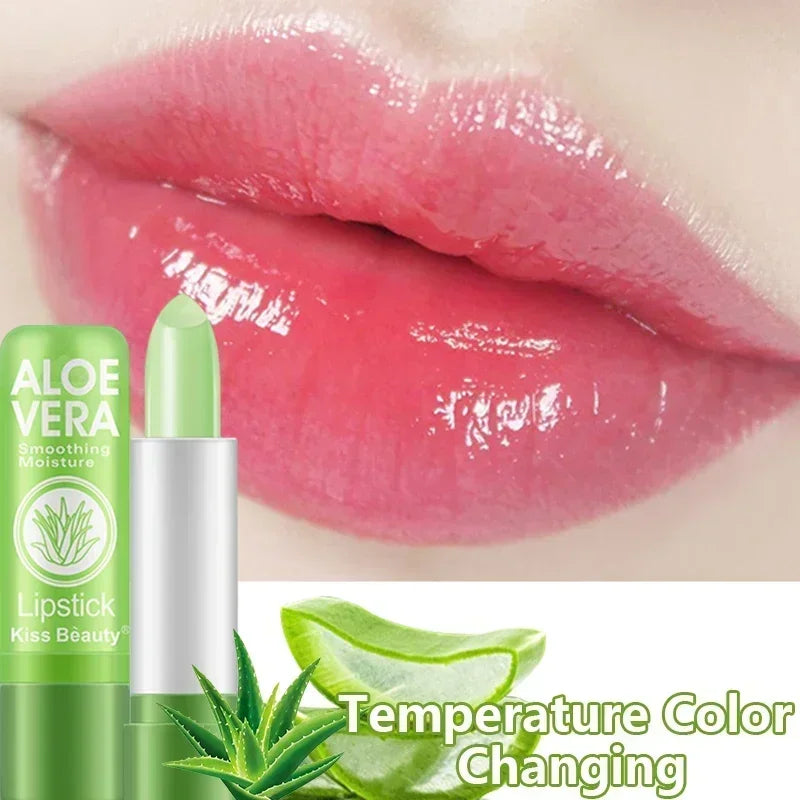 Moisturizing Aloe Vera Lipstick Temperature Color Changing Lip Balm Lasting Nourishing Lip Care Anti-drying Exfoliating Lipstick - Seprincess