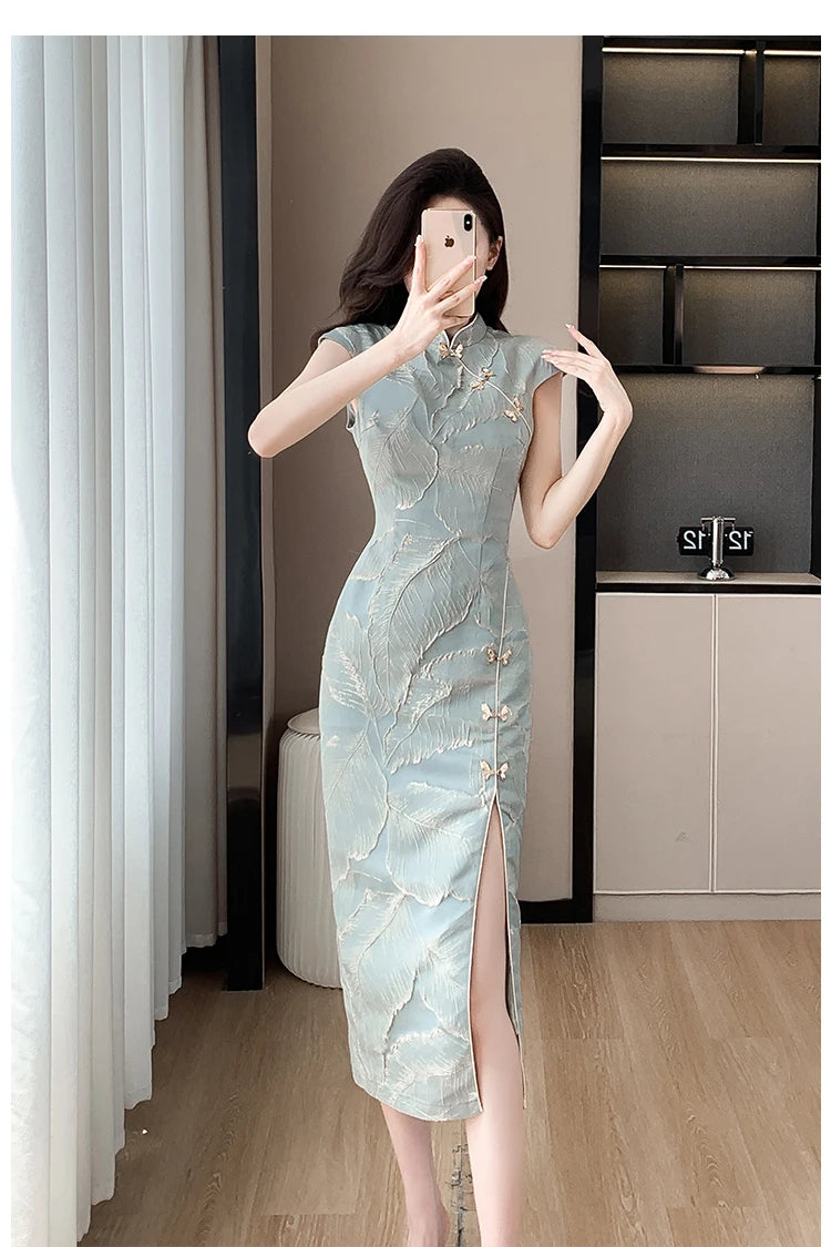 Chinese Style Short Qipao Dress Summer High-End Split Modern Improved Fashion Cheongsam - Seprincess