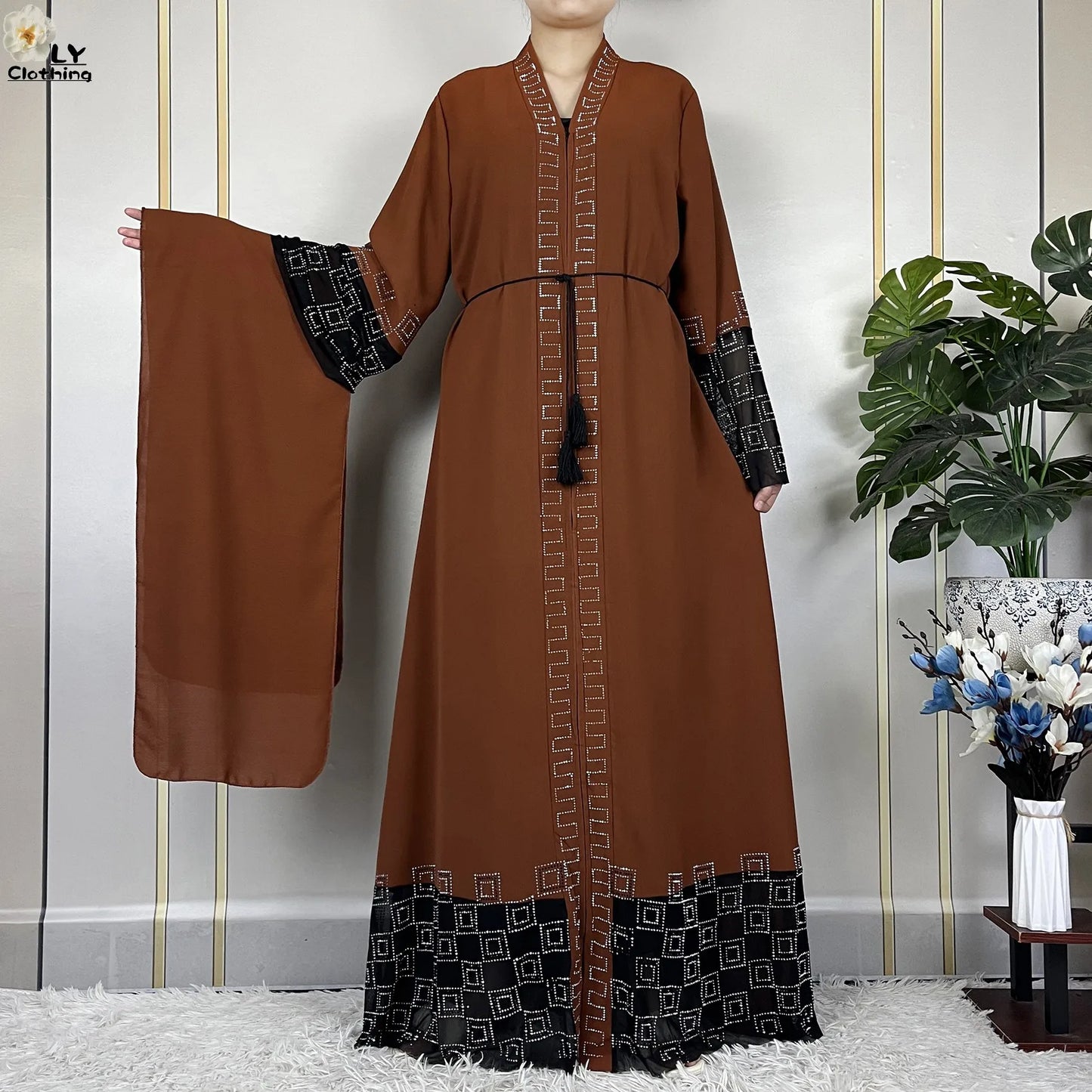 2024 For Women Elegant Dresses Dubai Party Outfits Long Sleeved Chiffon Dashiki Muslim Women Robe Open African Abaya Clothing - Seprincess