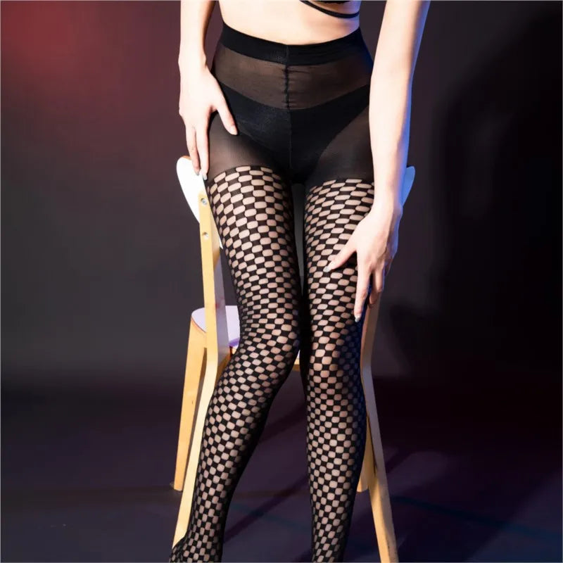 Stockings Mesh see through plaid tight fitting Socks women's new xxnx latex sexy outfits cute core slip underwear silk Sex shop - Seprincess