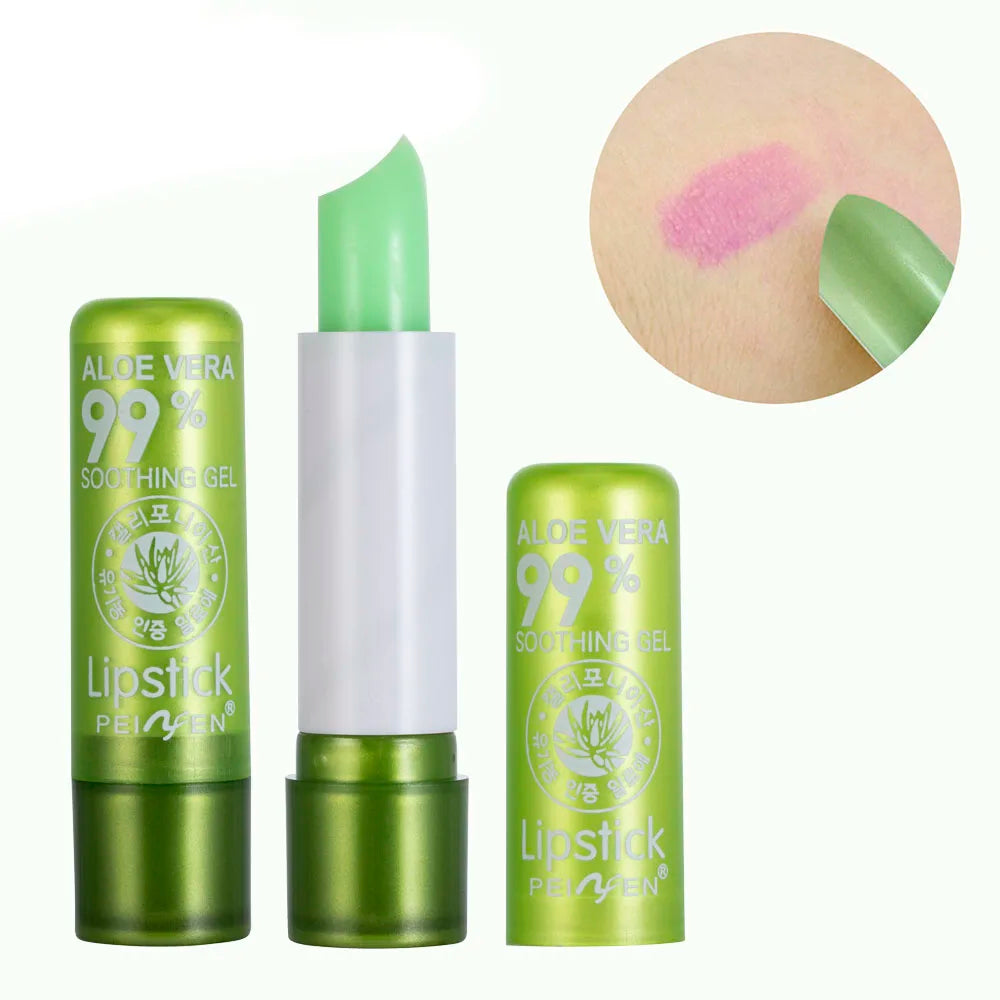 1 Pcs Aloe Vera Magic Lip Balm Color Change Natural Moisture Lipstick Temperature Nutritious Safe Ingredients Care Makeup Lips