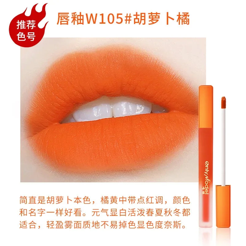 Velvet Orange Lipstick Brighten Skin Matte Lipsticks Waterproof Long Lasting Lip Stick Lip Tint Women Korean Cosmetic Lip Glaze - Seprincess