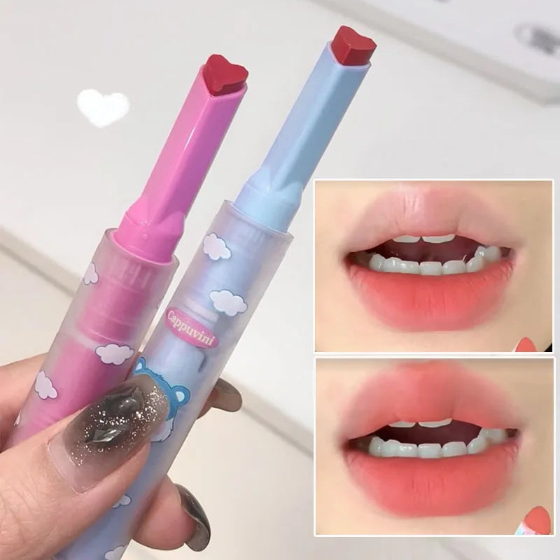 6 Colors Heart-shaped Velvet Lipstick Makeup Waterproof Non-stick Cup Matte Solid Lip Tint Pen Lasting Sexy Red Lipstick Pencil - Seprincess