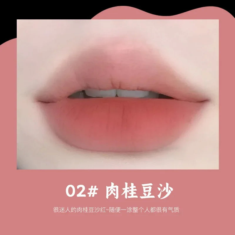 6Colors Matte Lipstick Mist Rose Long-Lasting Moisturising Nude Lipsticks Lip Gloss Non-stick Cup Red Sexy Lip Makeup Cosmetics