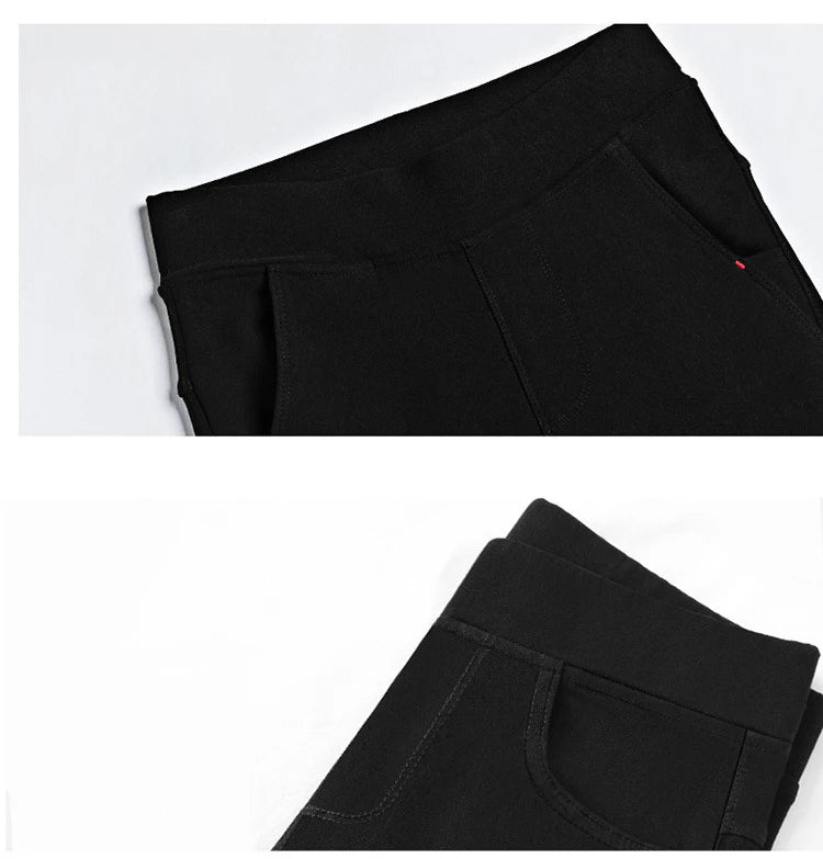 BIVIGAOS New Spring Autumn Skinny Stretch Black Pencil Pants Women Slim Casual Woven Leggings Jeans Korean Pocket Magic Pants